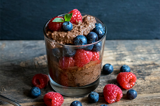 Chocolate Chia Pudding with Fruit
