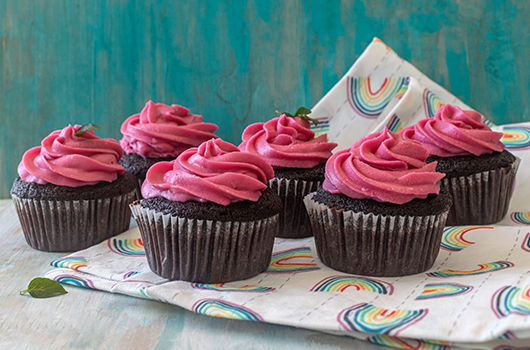 Chocolate Cupcakes with Raspberry Rose Jam