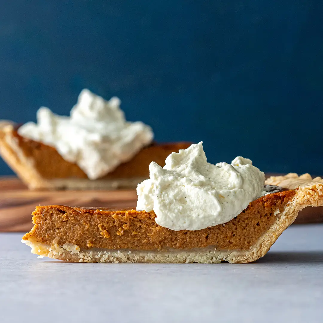 Fresh Baked LifeSource Kitchen Pumpkin Pie, available with a traditional wheat or Gluten Free Crust
