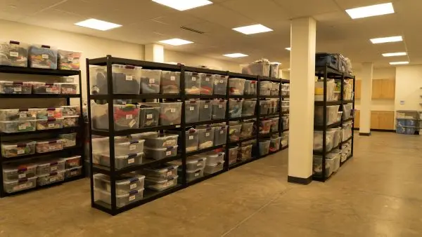 Boxes of clothing at HOPEPlaza
