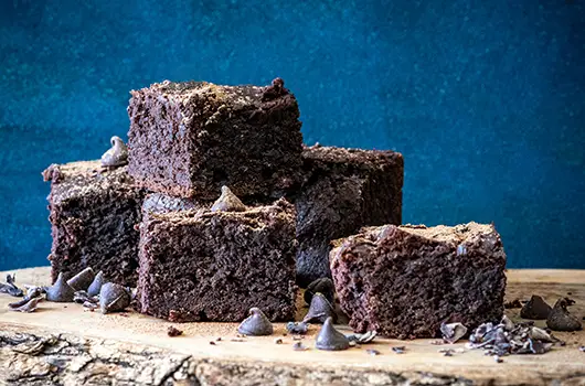 Gluten free black bean brownies are made with dehydrated black bean flakes