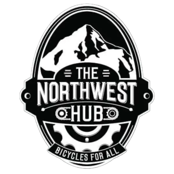 The Northwest Hub nonprofit logo with mountain graphic and “Bicycles for All” tagline in Salem, Oregon